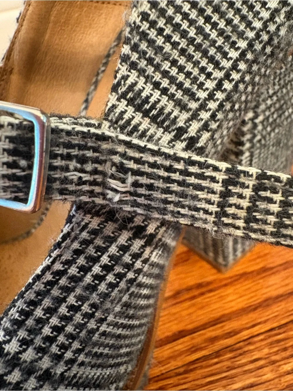 Free People Black and White Plaid Mary Jane Platform Heels